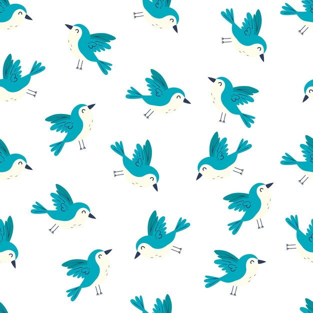 Leuke vogels op een naadloze achtergrond Creatieve afdruk voor stof kinderkamer Kinderen tekening