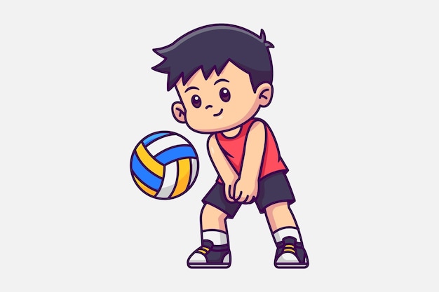 Leuke volleybalspeler cartoon personage