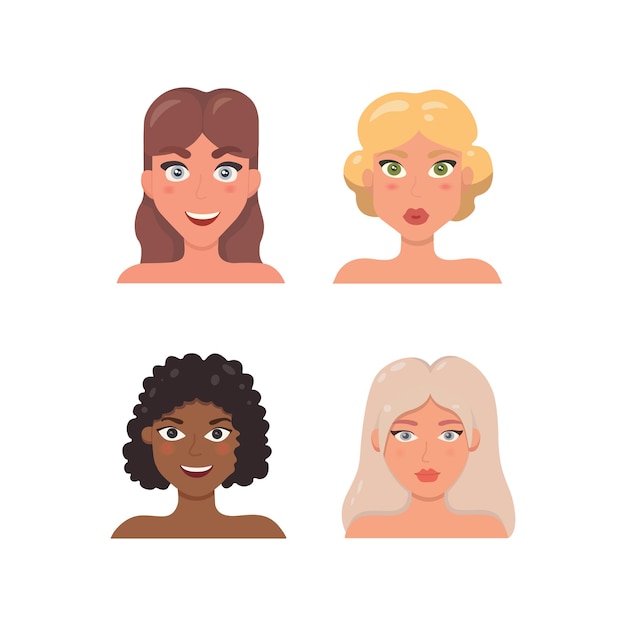 Vector leuke vrouw gezicht illustratie. vrouw avatar in cartoon stijl.