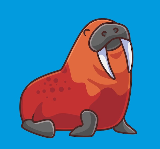 Leuke walrus gelukkig geïsoleerde cartoon dierlijke illustratie Flat Style Sticker Icon Design Premium Logo