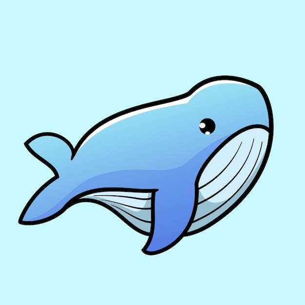 Leuke walvis zwemmen in een zee Illustratie Dieren Natuur Cartoon stijl voor kleurpagina of onderwijs
