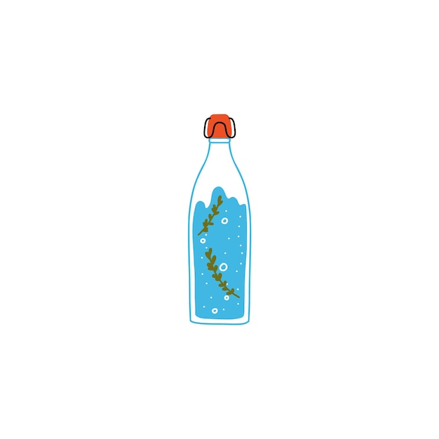 Leuke waterfles glazen karaf hand getekende grappige detox concept doodle eco vectorillustratie