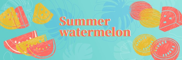 Vector leuke watermeloen illustratie met geluid textuur set