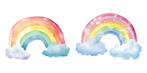 Leuke waterverf regenboog en wolk