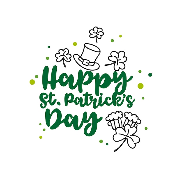 Leuke wenskaart op witte achtergrond in doodle stijl Happy Saint Patricks Day