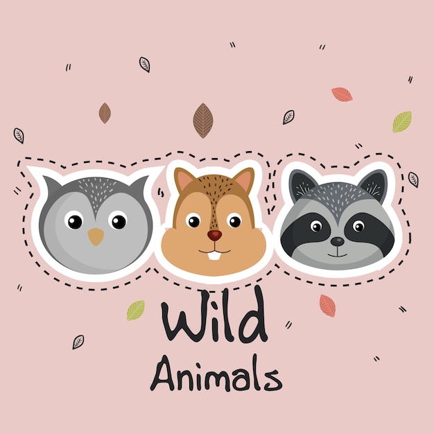 Leuke wilde dieren sticker bladeren vallen