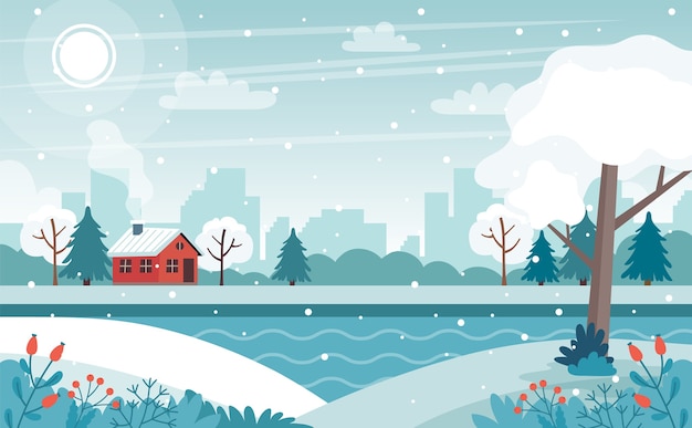 Leuke winterlandschap illustratie