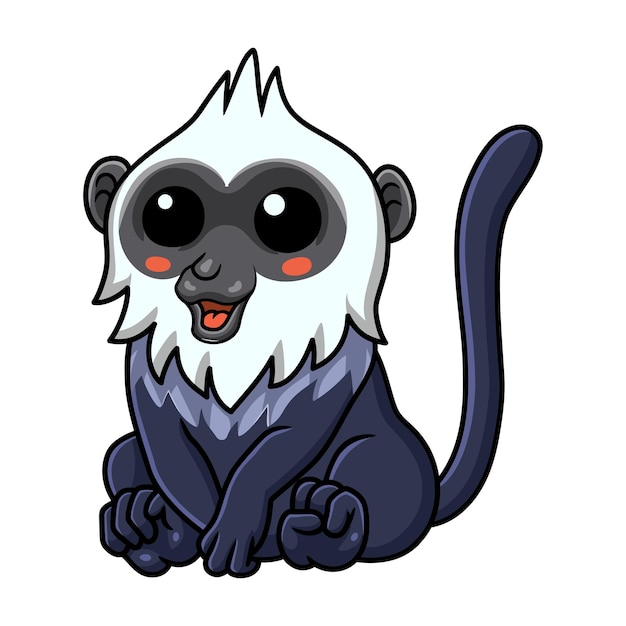 Leuke witkop langur cartoon zitten