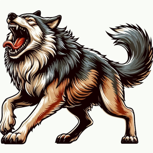 Leuke wolf cartoon vector op witte achtergrond