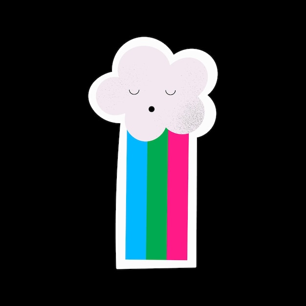 Leuke wolk met een regenboog. Geïsoleerde LGBTQIA-handgetekende sticker. vector illustratie