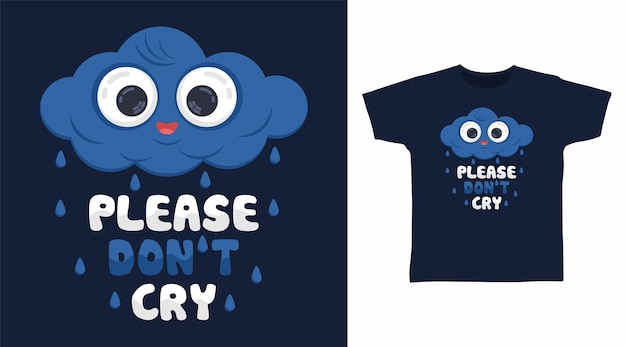 Leuke wolk met regen cartoon tshirt ontwerp