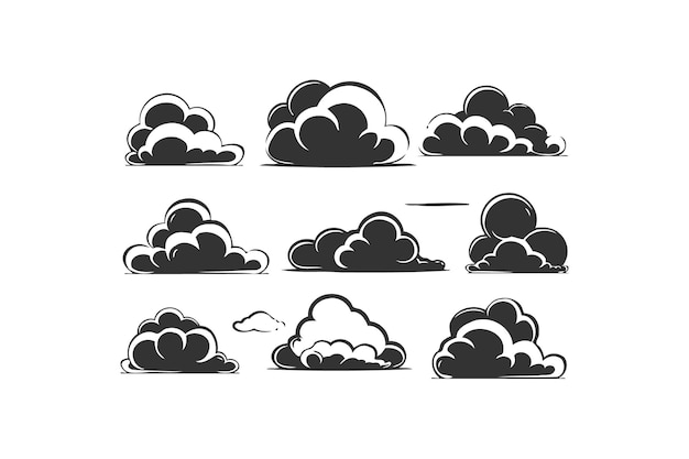Leuke wolken iconen set Vector illustratie ontwerp