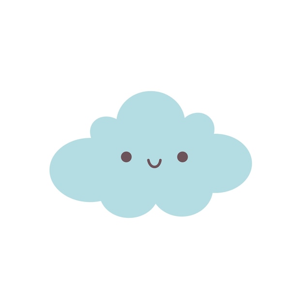 Vector leuke wolkenpersonage glimlachend wolkengezicht vectorillustratie in platte stijl