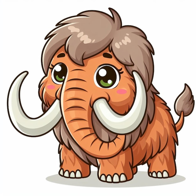 Leuke woolly mammoth vector cartoon illustratie