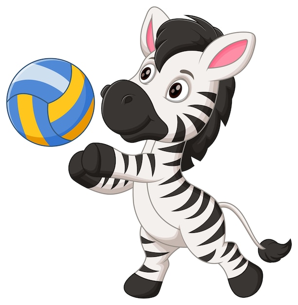 Vector leuke zebra cartoon volleybal spelen vector illustratie dier natuur icon concept