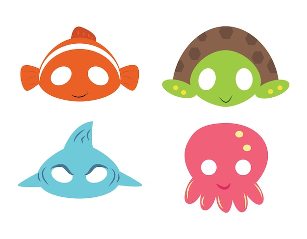 Vector leuke zeedieren maskers voor kinderen