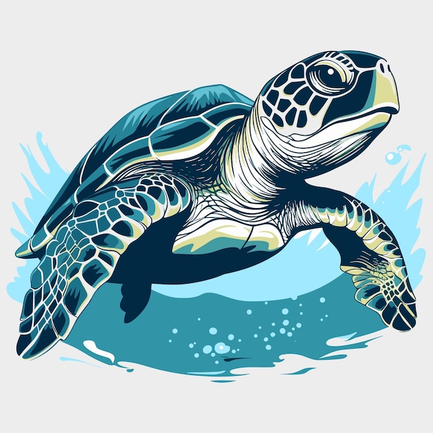Vector leuke zeeschildpad cartoon vector art illustratie ontwerp