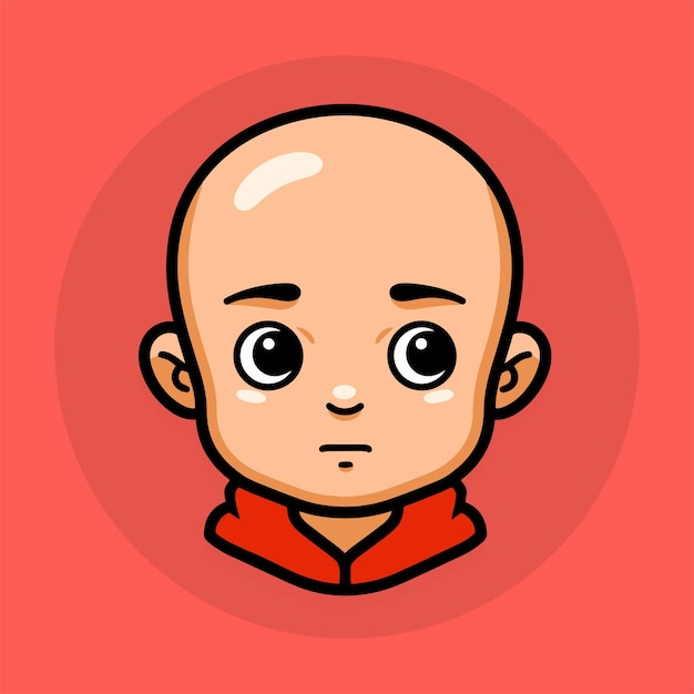 Leuke zieke kale jongen icon vector