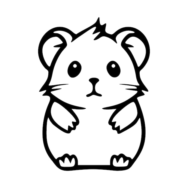 Leuke zittende doodle hamster schetst vectorillustratie