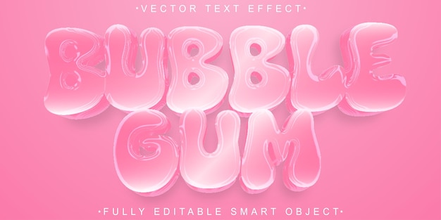 Leuke zoete Bubble Gum Vector Volledig bewerkbaar Smart Object Text Effect