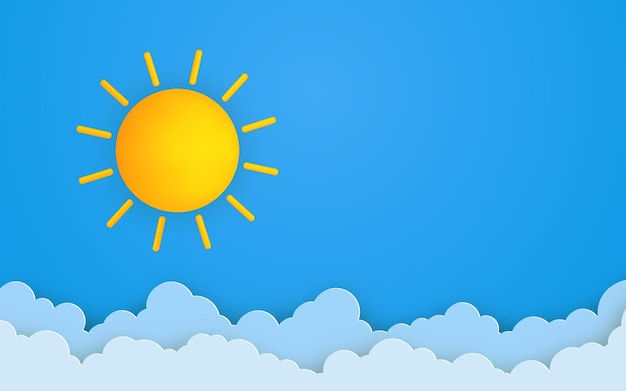 Leuke zomerachtergrond Pluizige wolken en zon op een blauwe lucht