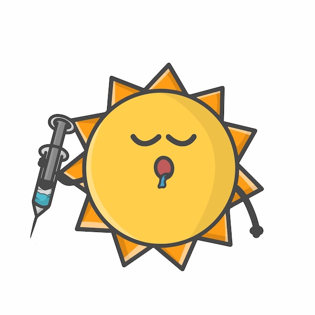 Vector leuke zon karakter platte cartoon emoticon vector sjabloon ontwerp illustratie