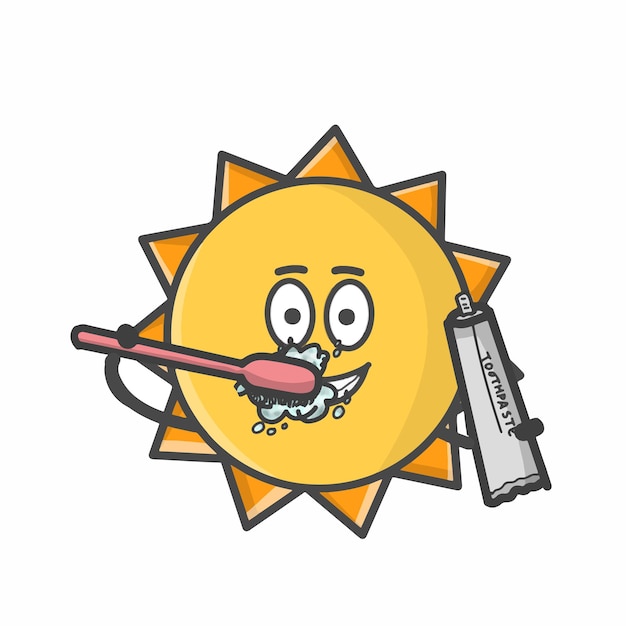 Leuke zon karakter platte Cartoon Emoticon vector sjabloon ontwerp illustratie