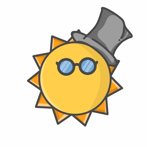 Vector leuke zon karakter platte cartoon emoticon vector sjabloon ontwerp illustratie