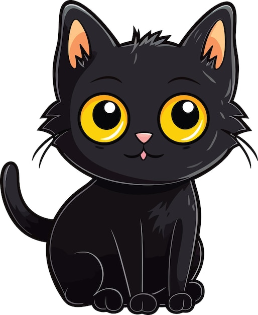 Leuke zwarte kat mascotte vector cartoon stijl
