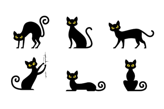 Leuke zwarte kat silhouet collectie