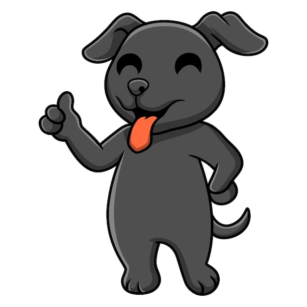 Leuke zwarte labrador hond cartoon duim opgevend