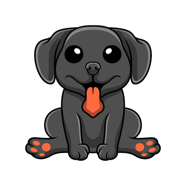 Leuke zwarte labrador hond cartoon zitten