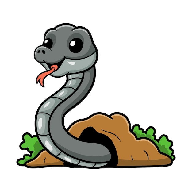 Leuke zwarte mamba snake-cartoon uit het gat