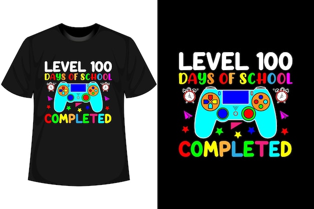 LEVEL 100 DAYS OF SCHOOL COMPLETED 100日の学校 Tシャツ デザイン