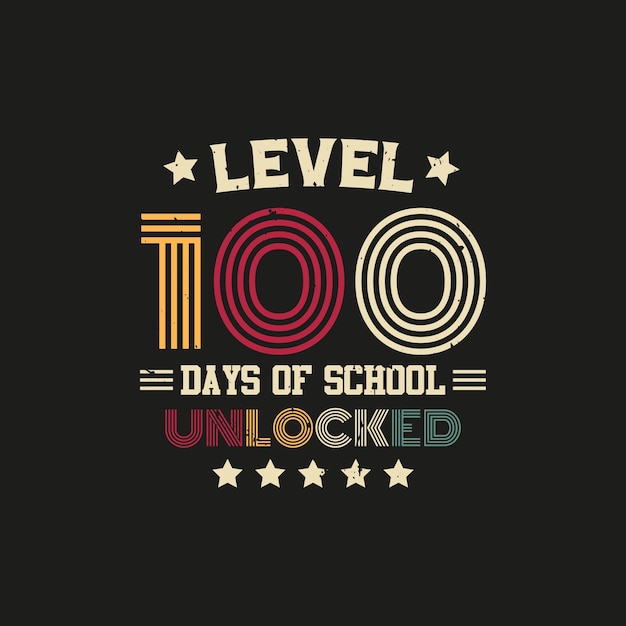 Vector level 100 days of school tshirt design