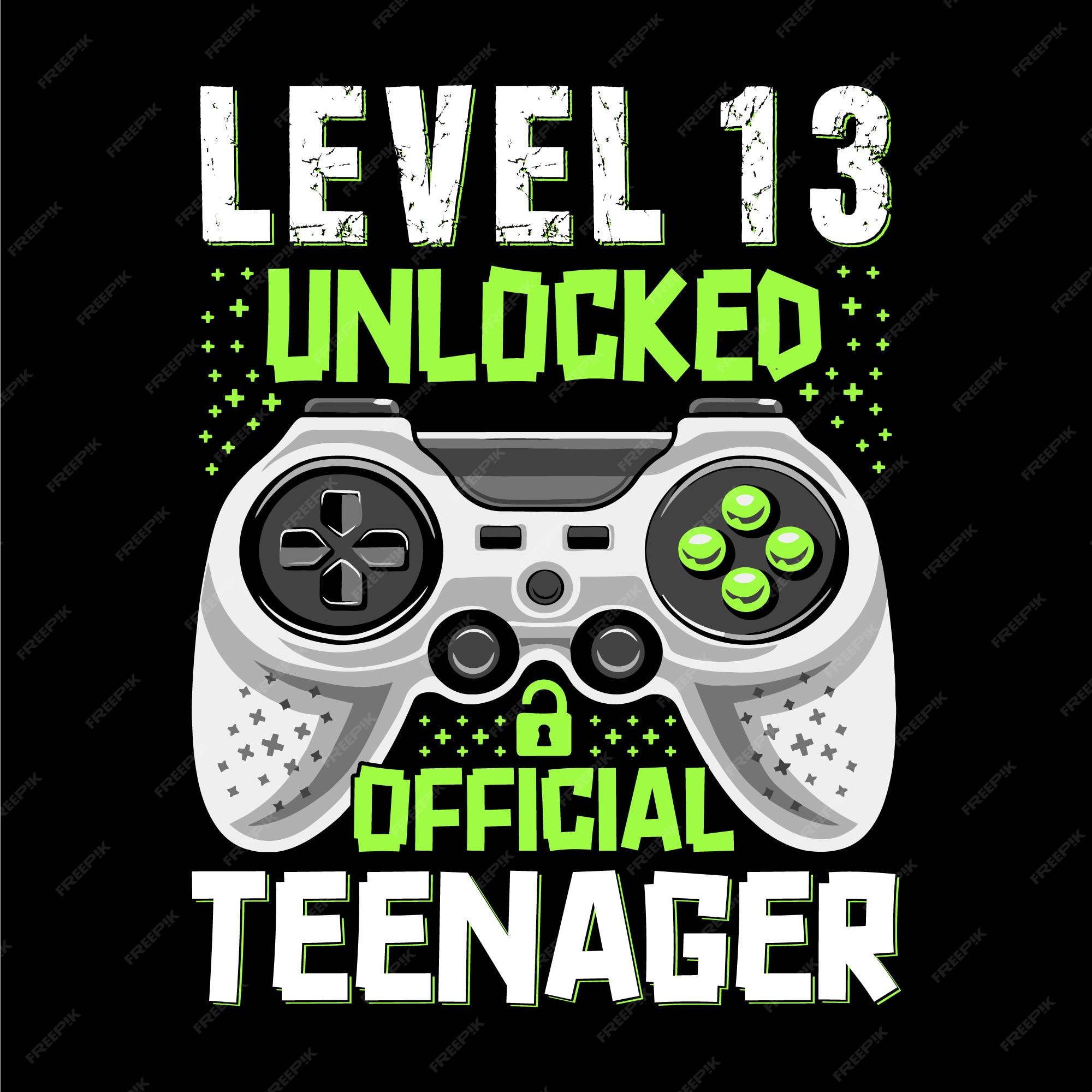 Premium Vector Level 13 unlocked official teenager video game 13th