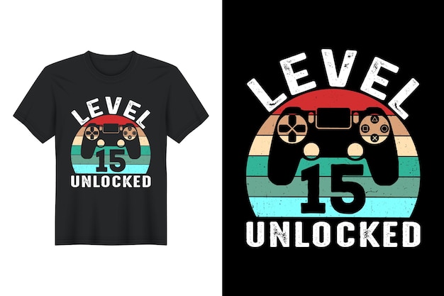Vector level 15 unlocked, t shirt design
