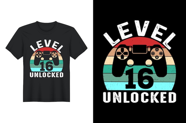 Vector level 16 unlocked, t shirt design