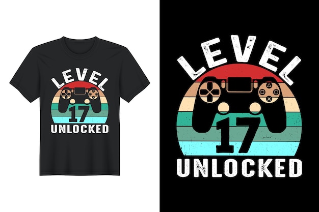 Vector level 17 unlocked, t shirt design