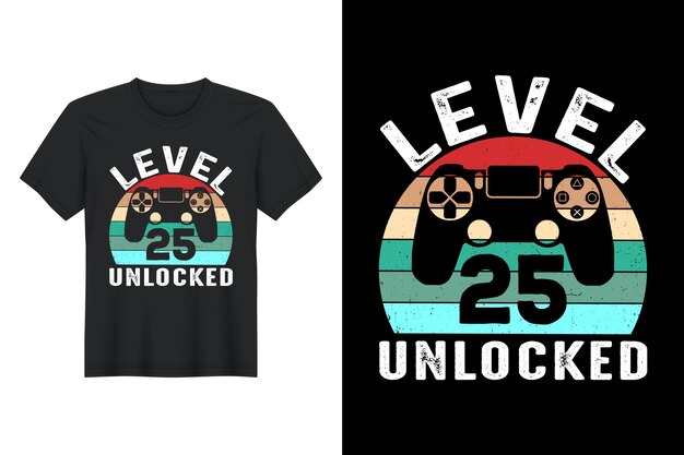 Vector level 25 ontgrendeld, t-shirtontwerp