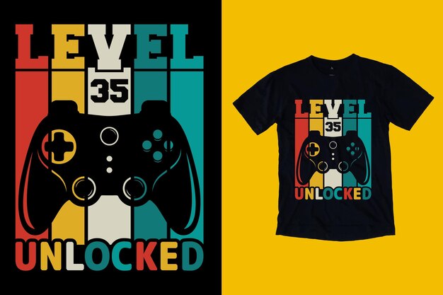 Premium Vector | Level 35 birthday gaming tshirt design