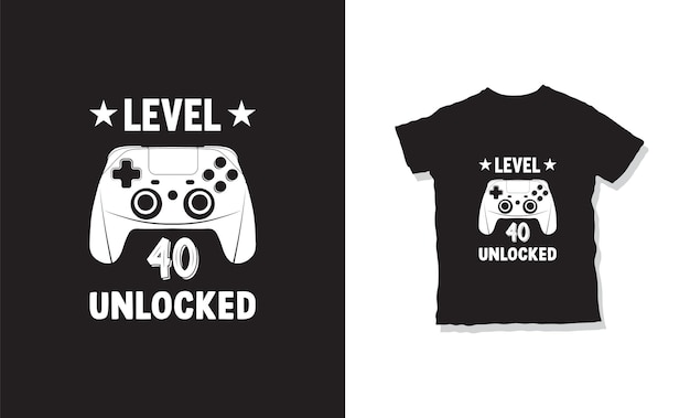 Level 40 ontgrendeld T-shirt ontwerpsjabloon