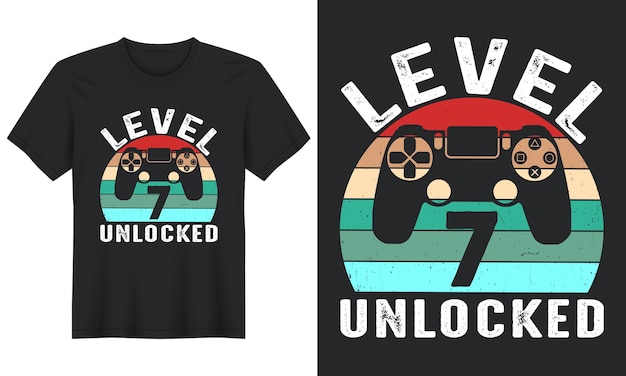 Vector level 7 unlocked, t shirt design