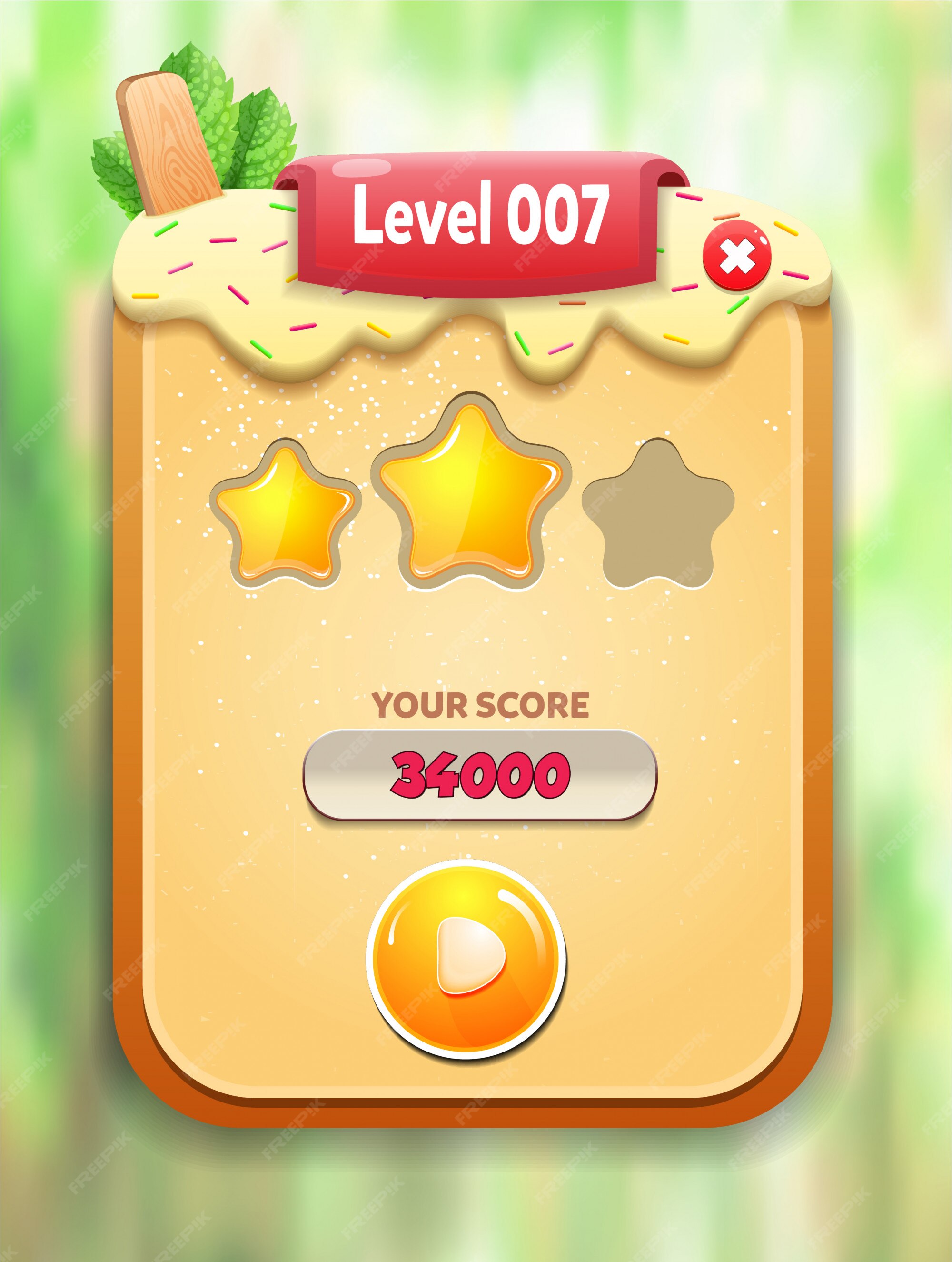 Game ui Level complete menu pop up with stars score and buttons 550649  Vector Art at Vecteezy