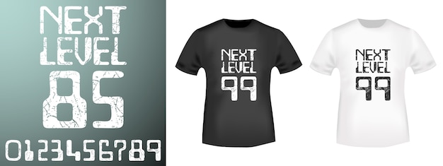 Next level numbers stamp and t shirt mockup