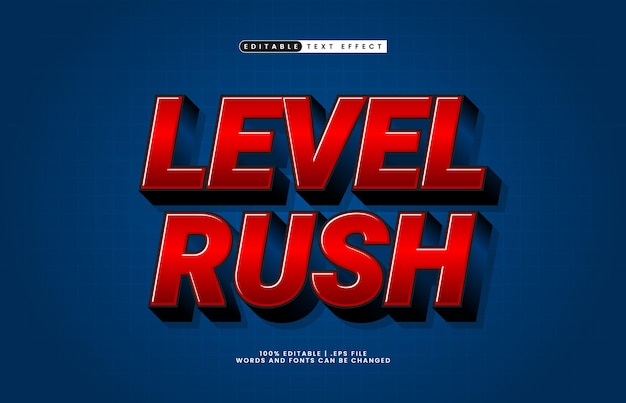 level rush bewerkbare tekst-effect met een kinderen en spel tekst stijl