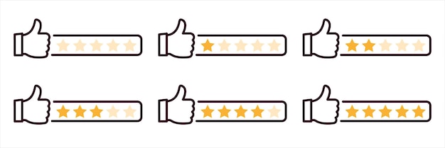 Level of satisfaction Feedback evaluation with thumbs up Customer review