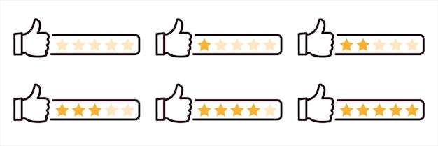 Level of satisfaction feedback evaluation with thumbs up customer review