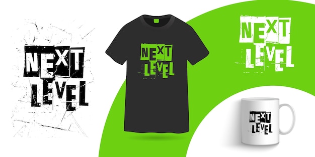 Vector next level t-shirt and coffee mug design template