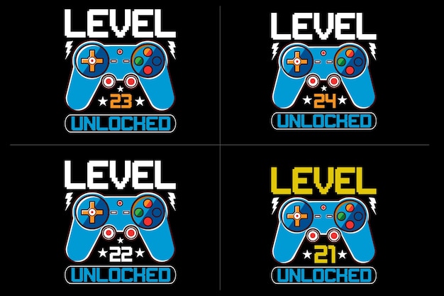 level unlocked gaming t shirt gaming quotes t shirt Gamer t shirt Design